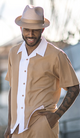 Montique Tan 2 Piece Short Sleeve Men's Summer Walking Suit 2072