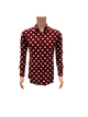Pronti Burgundy and Cream Polka Dot Shirt S6354