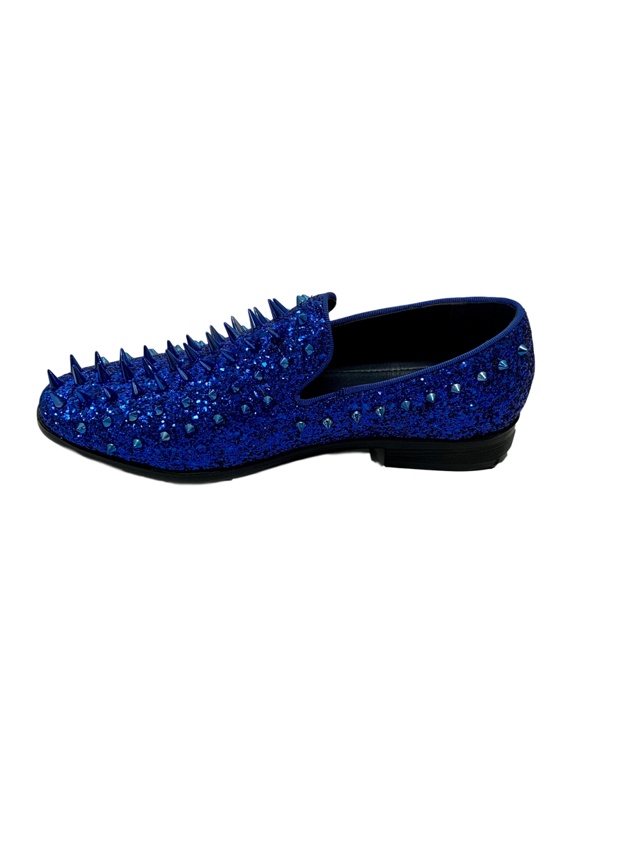 Royal blue spiked loafers on sale