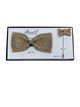 Gold Rhinestone Bowtie With Matching Lapel Pin Brand Q Bp103-M
