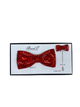 Red Rhinestone Bowtie With Matching Lapel Pin Brand Q Bp105-O