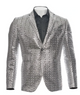 Silver Shiny Paisley Slim Fit Jacquard Blazer