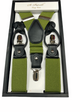 Olive Green Suspenders Button &amp; Clip Convertible