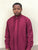 Pronti Mens Banded Collar Pleated Front Embroidered Placket Burgundy