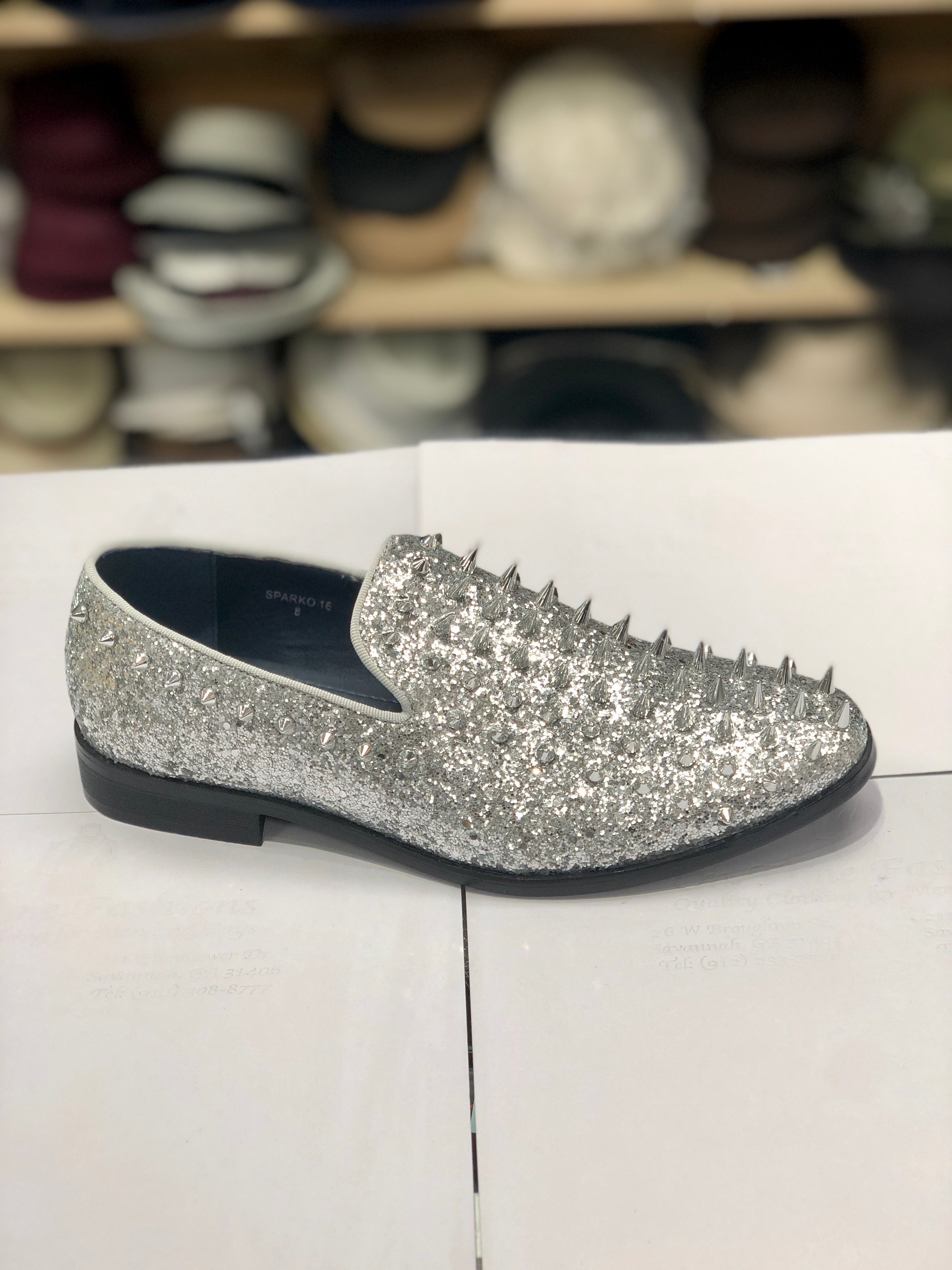 Sparko 16 Silver Spike Loafers – On Time Fashions Savannah Sparko 16 Silver Spike Loafers – On Time Fashions Savannah