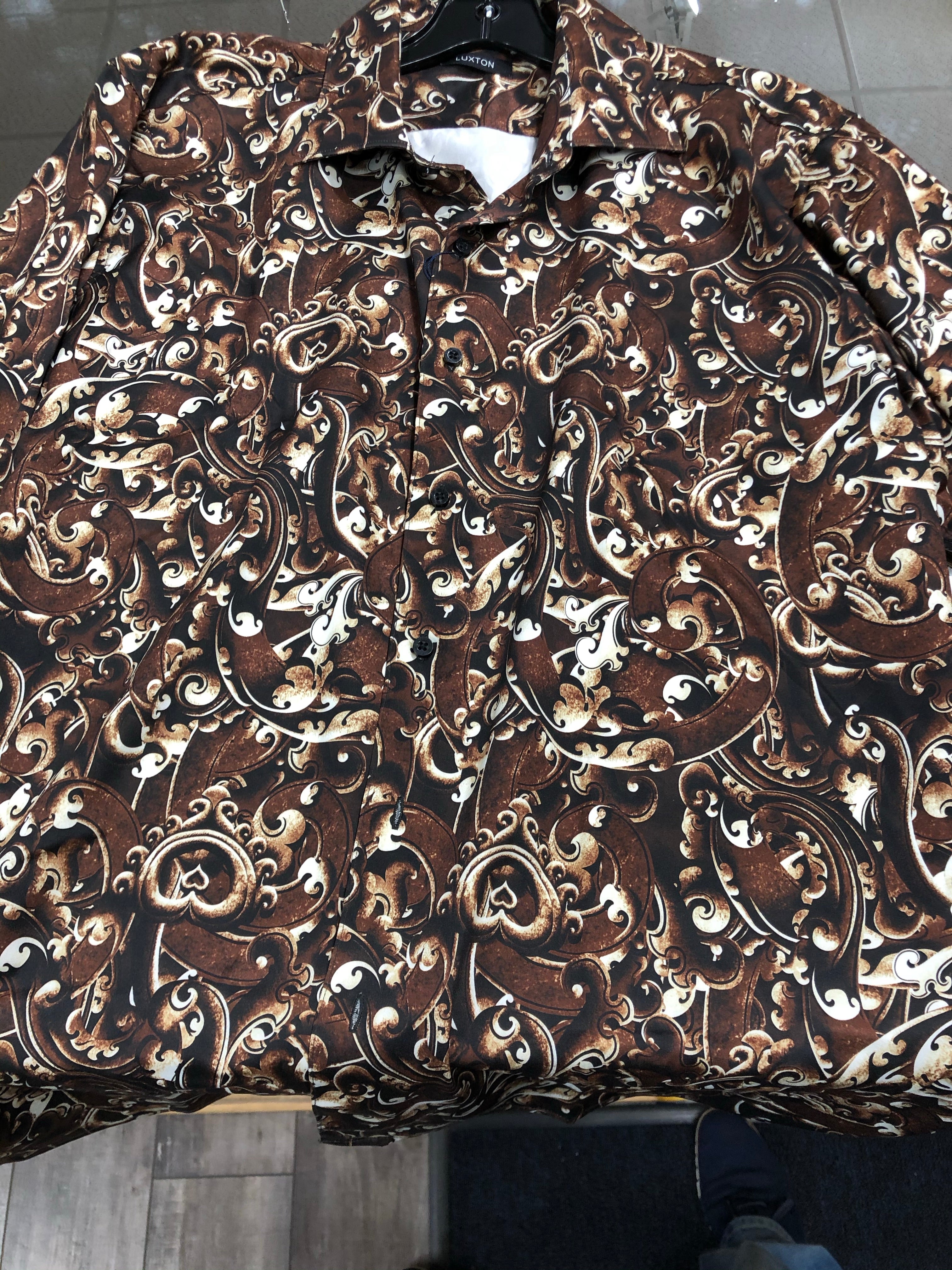 Luxton brown paisley shirt XL last size!! – On Time Fashions Savannah