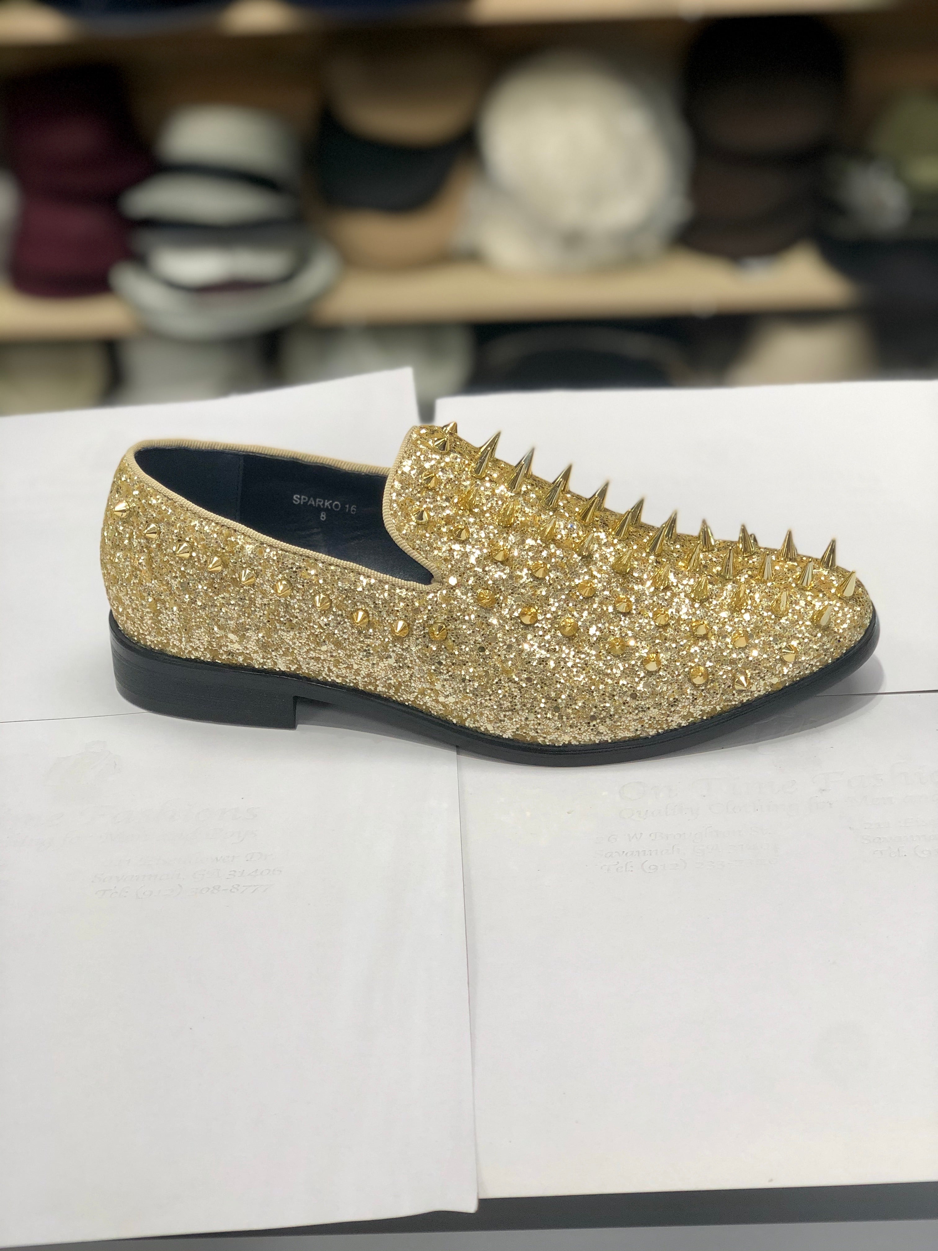Sparko 16 Gold Spike Loafers – On Time Fashions Savannah